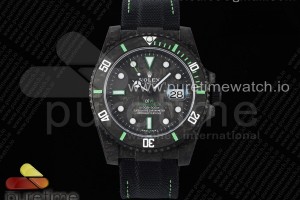 (NEW) VSF 롤렉스 서브마리너 DIW카본 블랙/그린다이얼 블랙나일론스트랩 Submariner DIW Carbon VSF 1:1 Best Edition Black/Green Dial on Black Nylon Strap VS3135