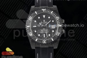 (NEW) VSF 롤렉스 서브마리너 DIW카본 블랙/화이트다이얼 블랙나일론스트랩  Submariner DIW Carbon VSF 1:1 Best Edition Black/White Dial on Black Nylon Strap VS3135