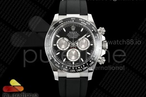 CLEANF 클린공장 롤렉스 2023데이토나 블랙/실버다이얼 블랙러버스트랩 Daytona 126519 Clean 1:1 Best Edition Black/Silver Stick Dial on Oysterflex Strap SH4131