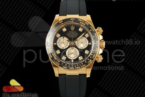 CLEANF 클린공장 롤렉스 2023데이토나 옐로우골드 블랙8P다이얼 오이스터플렉스러버스트랩  Daytona 126518 Clean 1:1 Best Edition Black/YG Diamonds Dial on Oysterflex Strap SH4131