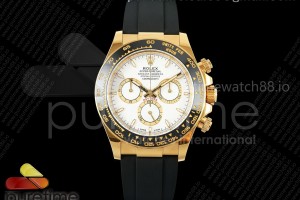 CLEANF 클린공장 롤렉스 2023데이토나 옐로우골드 화이트다이얼 오이스터플렉스러버스트랩 Daytona 126518 Clean 1:1 Best Edition White Dial on Oysterflex Strap SH4131