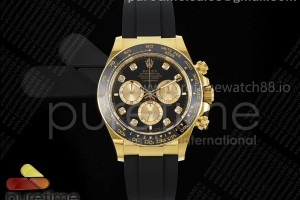 APSF 롤렉스 2023데이토나 텅스텐(Cu-W) 옐로우골드 블랙8P다이얼 블랙러버스트랩 Daytona 116518 APSF 1:1 Best Edition Black/YG Dial on Oysterflex Rubber Strap SH4131 (Gain Weight)