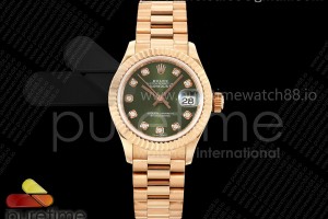 GMF 롤렉스 데이저스트 레이디 28미리 로즈골드 그린텐포인트다이얼 프레지던트브레이슬릿 DateJust 28 RG JDF 1:1 Best Edition Green Diamonds Dial on RG President Bracelet A2671