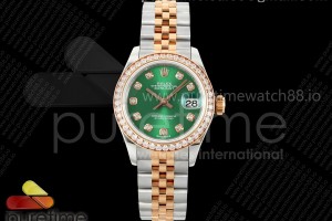 GMF 롤렉스 데이저스트 레이디 28미리 로즈골드콤비 다이아베젤 그린텐포인트다이얼 프레지던트브레이슬릿 DateJust 28 SS/RG JDF 1:1 Best Edition Green Dial Diamonds Bezel on SS/RG President Bracelet A2671