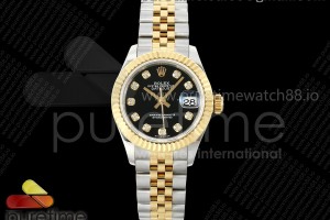 GMF 롤렉스 데이저스트 레이디 28미리 옐로우골드콤비 블랙텐포인트다이얼 프레지던트브레이슬릿 DateJust 28 SS/YG JDF 1:1 Best Edition Black Diamonds Dial on SS/YG President Bracelet A2671