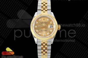 GMF 롤렉스 데이저스트 레이디 28미리 옐로우골드콤비 골드텐포인트다이얼 프레지던트브레이슬릿 DateJust 28 SS/YG JDF 1:1 Best Edition YG Diamonds Dial on SS/YG President Bracelet A2671