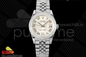 GMF 롤렉스 데이저스트 레이디 31미리 다이아베젤 실버로만다이얼 쥬빌레브레이슬릿  DateJust 31 278384rbr SS GMF 1:1 Best Edition 904L Steel Silver Roman Dial on Jubilee Bracelet A2824