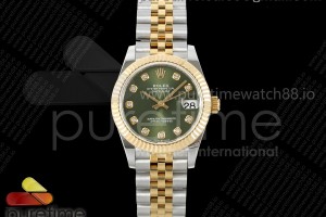 GMF 롤렉스 데이저스트 레이디 31미리 옐로우골드콤비 그린텐포인트다이얼 쥬빌레브레이슬릿 DateJust 31 278273 SS/YG GMF 1:1 Best Edition 904L Steel Green Diamonds Dial on Jubilee Bracelet A2824