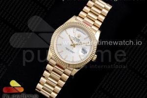 GMF 롤렉스 데이데이트40 옐로우골드 실버텍스쳐다이얼 스틸브레이슬릿 Day Date 40 YG 904L Steel GMF 1:1 Best Edition Silver Textured Dial on YG Bracelet A2836