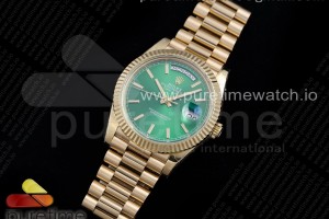 GMF 롤렉스 데이데이트40 옐로우골드 그린다이얼 스틸브레이슬릿 Day Date 40 YG 904L Steel GMF 1:1 Best Edition Green Dial on YG Bracelet A2836