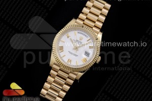 GMF 롤렉스 데이데이트40 옐로우골드 화이트로만다이얼 스틸브레이슬릿 Day Date 40 YG 904L Steel GMF 1:1 Best Edition White Roman Dial on YG Bracelet A2836