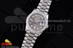 GMF 롤렉스 데이데이트36 그레이다이얼 다이아베젤 다이아인덱스 스틸브레이슬릿 Day Date 36 128239 GMF 1:1 Best Edition 904L Steel Gray Dial Diamonds Markers and Bezel on Bracelet A2836