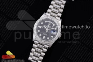 GMF 롤렉스 데이데이트36 블랙다이얼 다이아베젤 다이아인덱스 스틸브레이슬릿 Day Date 36 128239 GMF 1:1 Best Edition 904L Steel Black Dial Diamonds Markers and Bezel on Bracelet A2836