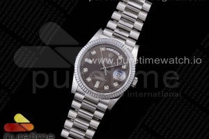 GMF 롤렉스 데이데이트36 그레이다이얼 다이아인덱스 스틸브레이슬릿 Day Date 36 128239 GMF 1:1 Best Edition 904L Steel Gray Dial Diamonds Markers on Bracelet A2836