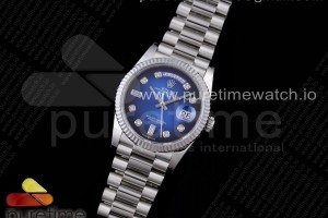 GMF 롤렉스 데이데이트36 블루다이얼 다이아인덱스 스틸브레이슬릿 Day Date 36 128239 GMF 1:1 Best Edition 904L Steel Blue Dial Diamonds Markers on Bracelet A2836