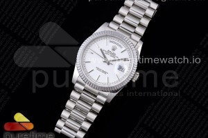 GMF 롤렉스 데이데이트36 화이트다이얼 스틸브레이슬릿 Day Date 36 128239 GMF 1:1 Best Edition 904L Steel White Dial Stick Markers on Bracelet A2836