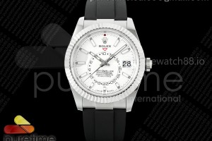 ZF 롤렉스 스카이드웰러 텅스텐(Cu-W) 화이트다이얼 블랙러버스트랩  Sky-Dweller 336239 SS ZF 1:1 Best Edition White Dial on Oysterflex Strap A23J (Gain Weight)