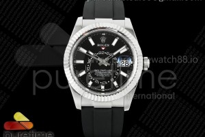 ZF 롤렉스 스카이드웰러 텅스텐(Cu-W) 블랙다이얼 블랙러버스트랩  Sky-Dweller 336239 SS ZF 1:1 Best Edition Black Dial on Oysterflex Strap A23J (Gain Weight)