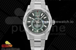 ZF 롤렉스 스카이드웰러 그린다이얼 스틸브레이슬릿 Sky-Dweller 326934 904L SS ZF 1:1 Best Edition Green Dial on SS Bracelet A2824