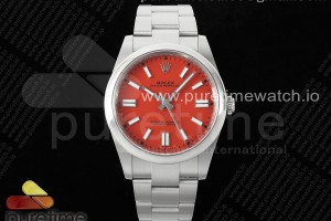 CLEANF 클린공장 롤렉스 오이스터 퍼페츄얼 41미리 레드다이얼 스틸브레이슬릿 Oyster Perpetual 124300 41mm Clean 1:1 Best Edition 904L Steel Red Dial VR3230