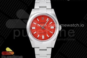 GMF 롤렉스 오이스터 퍼페츄얼 41미리 레드다이얼 스틸브레이슬릿 Oyster Perpetual 41mm 124300 GMF 1:1 Best Edition 904L Steel Red Dial on SS Bracelet SA3230