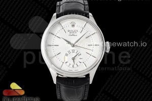 KZF 롤렉스 셀리니 듀얼타임 화이트다이얼 블랙가죽스트랩 Cellini Dual Time 50529 SS KZF Best Edition White Dial on Black Leather Strap A23J