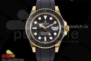 CLEANF 클린공장 롤렉스 요트마스터42 옐로우골드 블랙세라믹베젤 블랙다이얼 오이스터플렉스스트랩 Yacht-Master 42mm 226658 YG Clean Factory 1:1 Best Edition 3D Black Ceramic Bezel on Oysterflex Strap VR3235