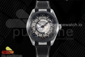 (NEW) VSF 오메가 아쿠아테라 지엠티 월드타이머 티타늄 43미리 블랙세라믹 그레이다이얼 블랙러버스트랩 Aqua Terra GMT Worldtimer 43mm Titanium VSF 1:1 Best Edition on SS Bracelet A8938 Super Clone