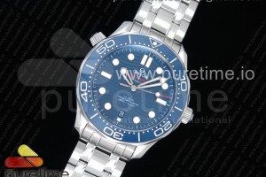 (NEW) VSF V2 오메가 씨마스터 다이버300 블루다이얼 스틸브레이슬릿 2018 Seamaster Diver 300M VSF 1:1 Best Edition Blue Ceramic Blue Dial on SS Bracelet A8800 V2 (Black Balance Wheel)