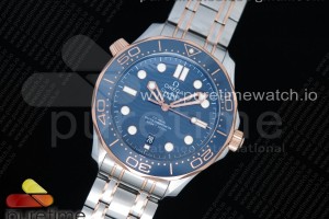 (NEW) VSF 오메가 씨마스터 다이버300 로즈골드콤비 블루다이얼 스틸브레이슬릿 2018 Seamaster Diver 300M SS/RG VSF 1:1 Best Edition RG Bezel Blue Dial on SS/RG Bracelet A8800