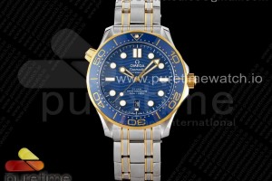 (NEW) VSF 오메가 씨마스터 다이버300 옐로우골드콤비 블루다이얼 스틸브레이슬릿 2018 Seamaster Diver 300M SS/YG VSF 1:1 Best Edition YG Bezel Blue Dial on SS/YG Bracelet A8800