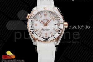 VSF 오메가 씨마스터 플래닛오션 39.5미리 로즈골드콤비 화이트다이얼 화이트가죽스트랩 Planet Ocean 39.5mm SS/RG VSF 1:1 Best Edition White Dial on White Leather Strap A8800