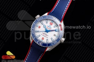 VSF 오메가 씨마스터 플래닛오션 2021아메리카컵 화이트다이얼 블루러버스트랩 Planet Ocean 2021 America's Cup SS VSF 1:1 Best Edition White Dial on Blue Nylon Strap A8900 Super Clone
