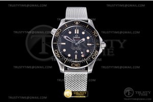 VSF V5 오메가 씨마스터 다이버300 노타임투다이 007에디션 블랙다이얼 메쉬스틸브레이슬릿 Seamaster 300m No Time To Die 007 TI/SS VSF V4 A8806