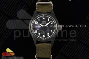 ZF IWC 마크18 탑건 SFTI 블랙세라믹케이스 블랙다이얼 그린나일론스트랩 Mark XVIII Top Gun 
