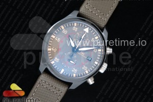 ZF IWC 파일럿 크로노 탑건 리얼세라믹 그레이다이얼 그린카프스킨스트랩 Pilot Chrono Top Gun IW389002 Real Ceramic ZF 1:1 Best Edition Gray Dial on Green Calfskin Strap A7750