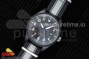 M+F IWC 탑건 세라믹케이스 블랙다이얼 블랙/화이트나일론스트랩 Top Gun IW326901 Ceramic M+F 1:1 Best Edition Black Dial on Black/White Nylon Strap A2892