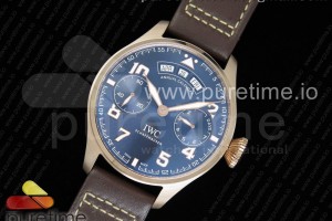 YLF IWC 빅파일럿 애뉴얼캘린더 블루다이얼 로즈골드 브라운가죽스트랩 Big Pilot Real Annual Calendar Real PR RG IW502701 YLF 1:1 Best Edition Blue Dial on Brown Leather Strap A52850