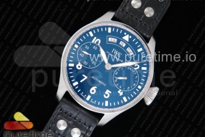 YLF IWC 빅파일럿 애뉴얼캘린더 150주년 블루다이얼 블랙가죽스트랩 Big Pilot Annual Calendar “150 Years” Real PR SS IW502708 YLF Best Edition Blue Dial on Black Leather Strap A52850