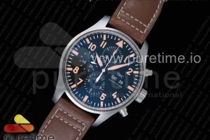 ZF IWC 파일럿 크로노 오스트레일리아에디션 블랙다이얼 브라운가죽스트랩 Pilot Chrono IW377720 Australia Limited Edition ZF Black Dial on Brown Leather Strap A7750