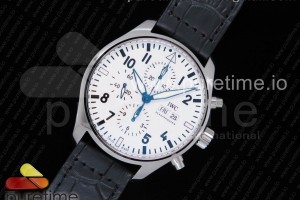 ZF IWC 빅파일럿 150주년 화이트다이얼 브라운가죽스트랩 Pilot Chrono 377725 