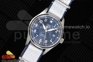 M+F IWC 마크18 블루다이얼 화이트나일론스트랩(+가죽스트랩) Mark XVIII IW327010 SS M+F 1:1 Best Edition Blue Dial on White Nylon Strap A35111 (Free Leather)