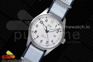 M+F IWC 마크18 화이트다이얼 화이트나일론스트랩(+가죽스트랩) Mark XVIII IW327002 SS M+F 1:1 Best Edition White Dial on White Nylon Strap A35111 (Free Leather)