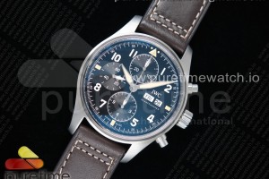 ZF IWC 파일럿 크로노 스핏파이어 블랙다이얼 브라운가죽스트랩 Pilot Chrono Spitfire IW387903 SS ZF 1:1 Best Edition Black Dial on Brown Leather Strap A7750