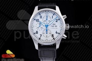 ZF V2 IWC 파일럿 크로노 150주년 화이트다이얼 블랙가죽스트랩 Pilot Chrono 377725 