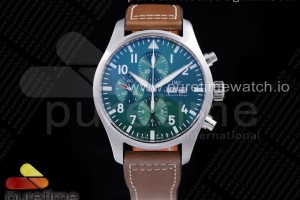 ZF IWC 파일럿 크로노 그린다이얼 브라운가죽스트랩 Pilot Chrono IW377726 ZF 1:1 Best Edition Green Dial on Brown Leather Strap A7750