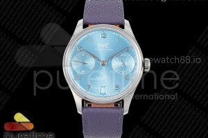 APSF IWC 포르투기저 오토매틱 42미리 IW502708 아이스블루다이얼 퍼플가죽스트랩  Portugieser Automatic 42mm SS APSF 1:1 Best Edition Ice Blue Dial on Purple Leather Strap A52011