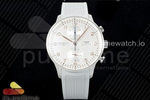 Z+F IWC 파일럿 포르투기저 크로노 화이트다이얼 그레이러버스트랩 Portuguese Chrono IW3716 Z+F 1:1 Best Edition White Dial on Gray Rubber Strap A69355