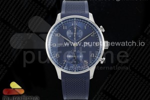 Z+F IWC 파일럿 포르투기저 크로노 블루다이얼 블루러버스트랩  Portuguese Chrono IW3716 Z+F 1:1 Best Edition Blue Dial on Blue Rubber Strap A69355