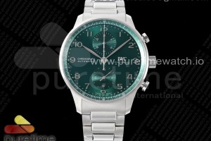 AZF V2 IWC 파일럿 포르투기저 크로노 그린다이얼 스틸브레이슬릿 Portuguese Chrono IW3716 SS AZF 1:1 Best Edition Green Dial on SS Bracelet A69355